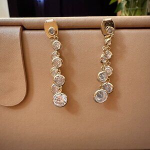 Anthropologie Double Crystal Tiered Drop Earrings